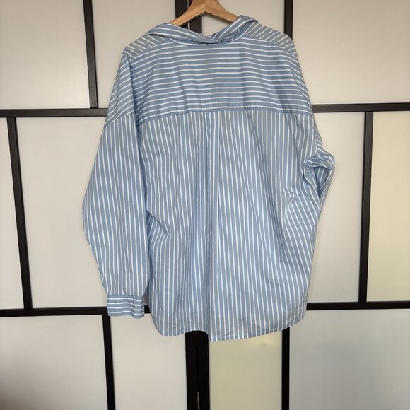 Talbots Womens Size 1X Striped Fisherman Shirt Tunic Blue Coastal Preppy Capsule - Picture 6 of 11